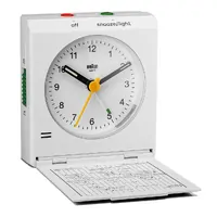 7.8cm White Analogue Travel Alarm Clock With World Time Zone Map By BRAUN image