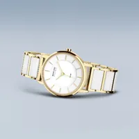 41mm Solar Collection Womens Watch With White Dial & Two-Tone Ceramic Strap By BERING image