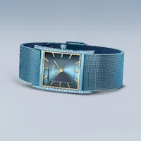 38mm Classic Collection Polished Blue Womens Watch With Milanese Mesh Strap By BERING image
