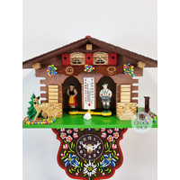 Swiss Weather House Battery Chalet Clock With Swinging Doll 21.5cm By TRENKLE image