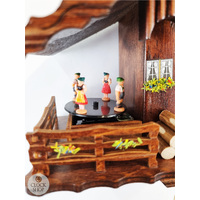 Forest Cabin Battery Chalet Clock With Dancers & Swinging Doll 16cm By TRENKLE image