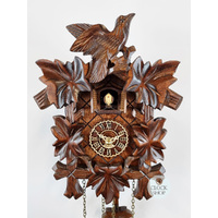 5 Leaf & Bird Battery Carved Cuckoo Clock 22cm By TRENKLE image