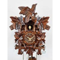 5 Leaf & Bird Battery Carved Cuckoo Clock 22cm By TRENKLE image