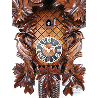 5 Leaf & Bird 8 Day Mechanical Carved Cuckoo Clock With Side Birds 48cm By HÖNES image