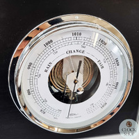 38cm Black Nautical Weather Station With Quartz Time & Tide Clock & Barometer By FISCHER image
