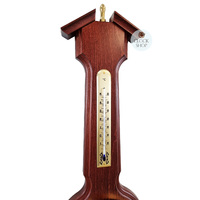 55cm Mahogany Traditional Weather Station With Barometer Thermometer & Hygrometer By FISCHER  image