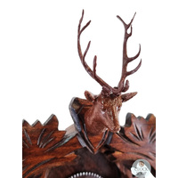 5 Leaf & Deer Mechanical Carved Clock 14cm By TRENKLE image