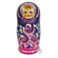 Floral Russian Dolls- Purple 15cm (Set Of 5) image