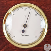 28.5cm Mahogany Weather Station With Barometer Thermometer & Hygrometer By FISCHER image