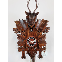 5 Leaf & Deer 1/4 Hour 1 Day Mechanical Carved Cuckoo Clock 28cm By TRENKLE image