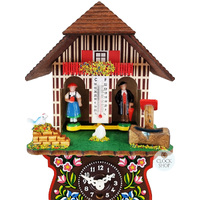 Swiss Weather House Mechanical Chalet Clock With Swinging Doll 21cm By TRENKLE image