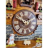 Black Forest Battery Chalet Cuckoo Clock With Dog & Edelweiss Flower 25cm By TRENKLE image