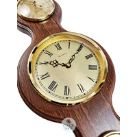 77cm Walnut Traditional Weather Station With Barometer Thermometer Hygrometer & Quartz Clock By FISCHER  image