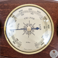 31cm Walnut Weather Station With Barometer Thermometer & Hygrometer By FISCHER image