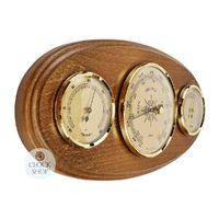 31cm Oak Weather Station With Barometer Thermometer & Hygrometer By FISCHER image