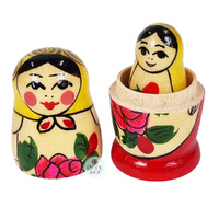 Semenov Russian Dolls- Yellow Scarf & Red Dress 7cm (Set Of 3) image
