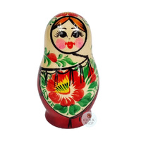 Kirov Russian Dolls- White Scarf & Red Dress 10cm (Set Of 5) image