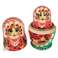Floral Russian Dolls- Pink & Green 10cm (Set Of 5) image