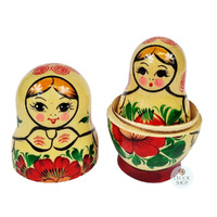Kirov Russian Dolls- White Scarf & Red Dress 12cm (Set Of 6) image