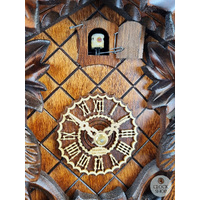 5 Leaf & Bird 8 Day Mechanical Carved Cuckoo Clock With Side Birds 35cm By TRENKLE image
