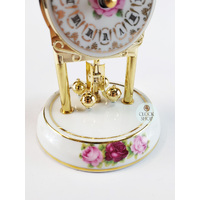 16cm White & Gold Porcelain Anniversary Clock With Floral Detail By HALLER image