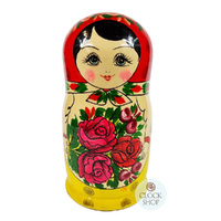 Semenov Russian Dolls- Red Scarf & Yellow Dress 26cm (Set Of 10) image