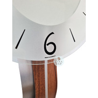 70cm Walnut & Silver Pendulum Wall Clock With Round Dial By AMS image