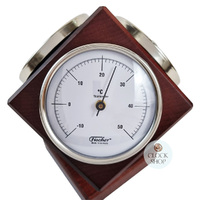 15cm Mahogany Weather Station Cube With Barometer Thermometer & Hygrometer By FISCHER image