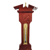 71cm Mahogany Traditional Weather Station With Barometer Thermometer & Hygrometer By FISCHER image