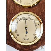 26cm Walnut Weather Station With Barometer Thermometer & Hygrometer By FISCHER image