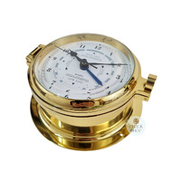 16cm Polished Brass Quartz Time & Tide Clock By FISCHER image