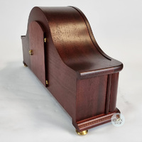 18cm Mahogany Mechanical Tambour Mantel Clock With Westminster Chime & Gold Dial By HERMLE image