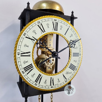 62cm Black Mechanical Skeleton Wall Clock With Bell Strike & Brass Features By HERMLE image