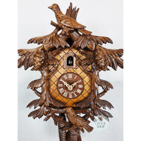Birds In Fir Tree 1 Day Mechanical Carved Cuckoo Clock 30cm By SCHWER image