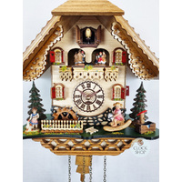 Girl On Rocking Horse Battery Chalet Cuckoo Clock With Waterwheel & Dancers 32cm By TRENKLE image
