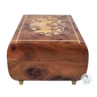 Burlwood Ballerina Musical Jewellery Box With Floral Inlay (Tchaikovsky- Swan Lake) image