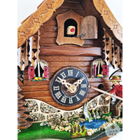 Fisherman with Moving Arm 1 Day Mechanical Chalet Cuckoo Clock 30cm By ENGSTLER image