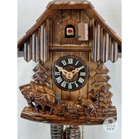 Horse & Logger 1 Day Mechanical Chalet Cuckoo Clock 21cm By ENGSTLER image