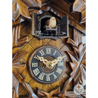 5 Leaf & Deer Battery Carved Cuckoo Clock 30cm By ENGSTLER image