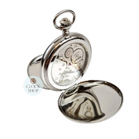 4.9cm Stainless Steel Mechanical Pocket Watch With Open Skeleton Back By CLASSIQUE (Roman) image