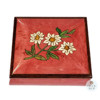 Rose Wooden Music Box With Edelweiss Flowers- Small (Edelweiss) image