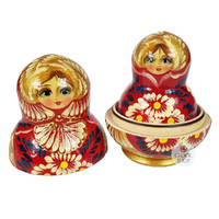 Floral Russian Dolls- Red & Gold 10cm (Set Of 10) image