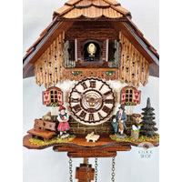 Black Forest Couple Battery Chalet Cuckoo Clock 25cm By TRENKLE image