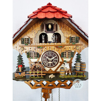 Beer Drinker & Waterwheel Battery Chalet Cuckoo Clock With Dancers 30cm By TRENKLE image