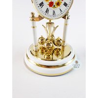 23cm White & Gold Anniversary Clock With Floral Dial By HALLER image