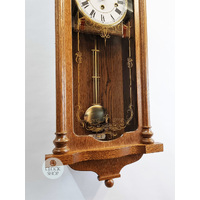 68cm Oak 8 Day Mechanical Chiming Wall Clock With Columns By AMS image