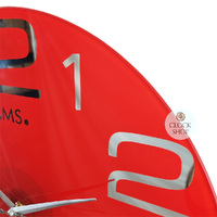 40cm Red Round Glass Silent Wall Clock By AMS image