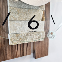 40cm Stone Inlay & Wood Grain Wall Clock With Glass Dial By AMS image