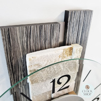 40cm Stone Inlay & Charcoal Wall Clock With Glass Dial By AMS image
