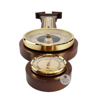 54cm Walnut Traditional Weather Station With Barometer Thermometer & Hygrometer By FISCHER image